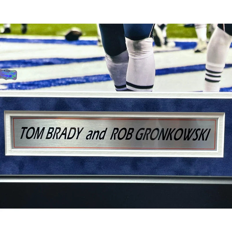 Tom Brady / Rob Gronkowski Signed New England Patriots 16x20 Photo Framed W/ Game Used Confetti COA