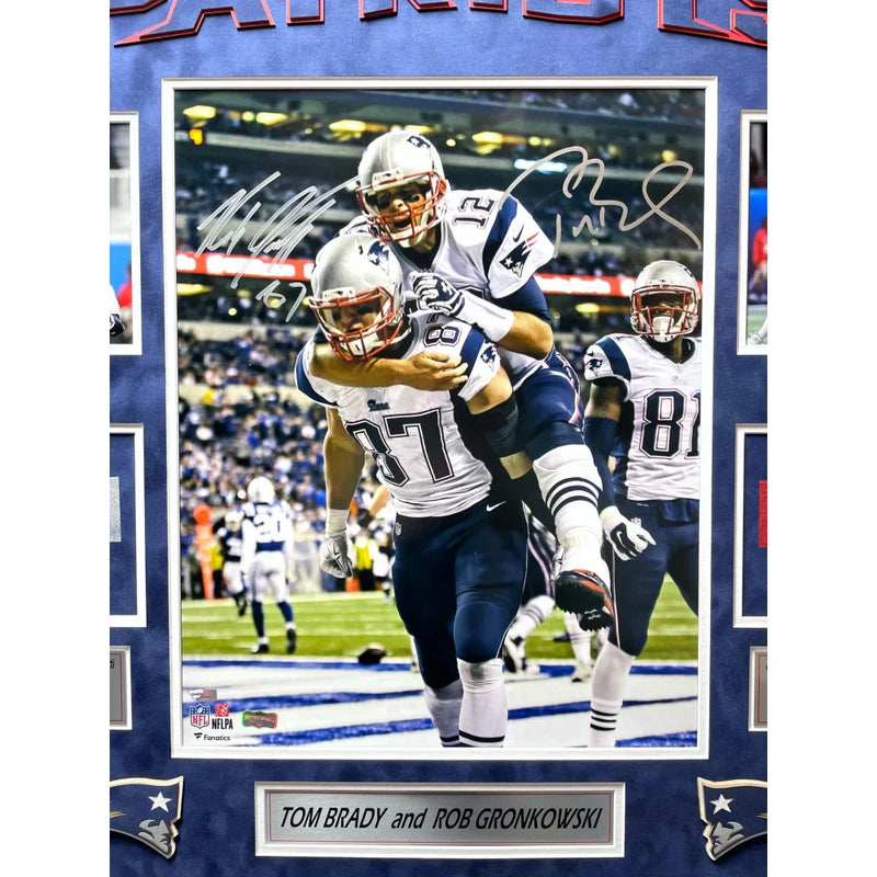Tom Brady / Rob Gronkowski Signed New England Patriots 16x20 Photo Framed W/ Game Used Confetti COA