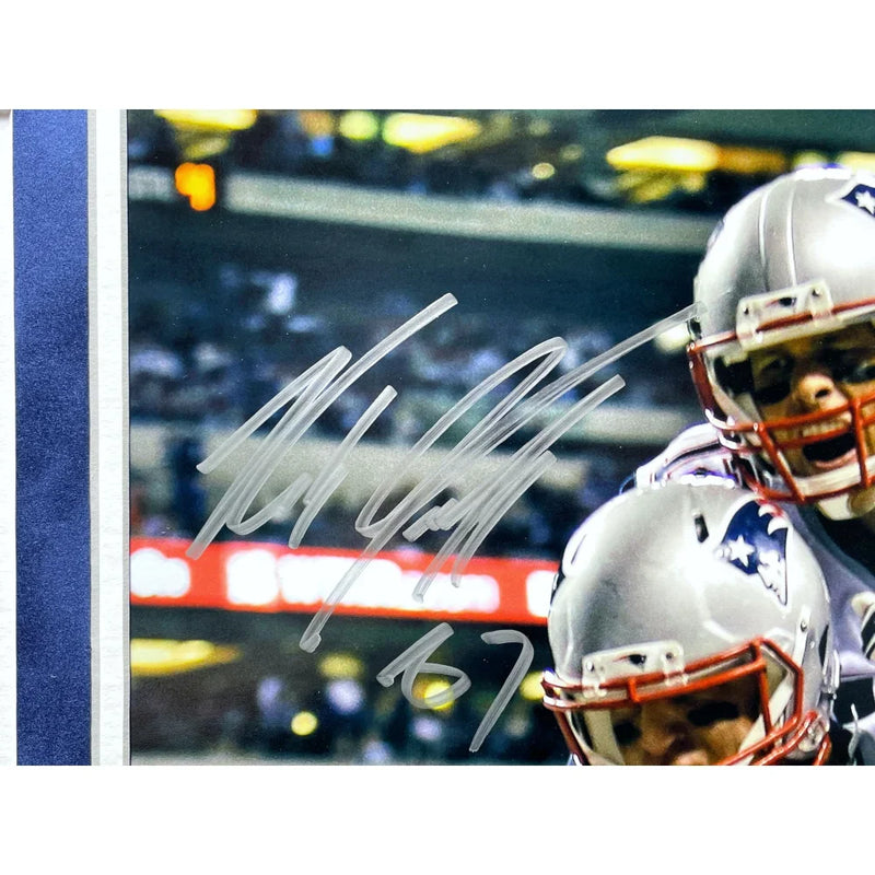 Tom Brady / Rob Gronkowski Signed New England Patriots 16x20 Photo Framed W/ Game Used Confetti COA