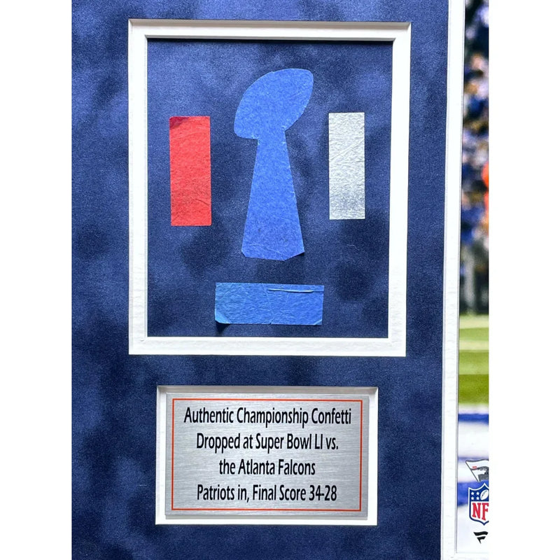Tom Brady / Rob Gronkowski Signed New England Patriots 16x20 Photo Framed W/ Game Used Confetti COA