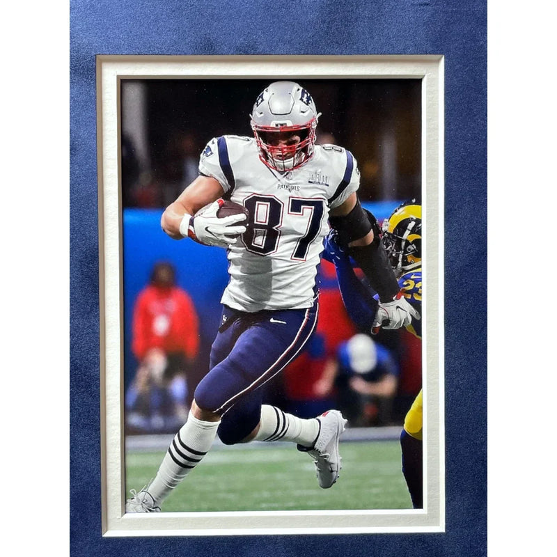 Tom Brady / Rob Gronkowski Signed New England Patriots 16x20 Photo Framed W/ Game Used Confetti COA