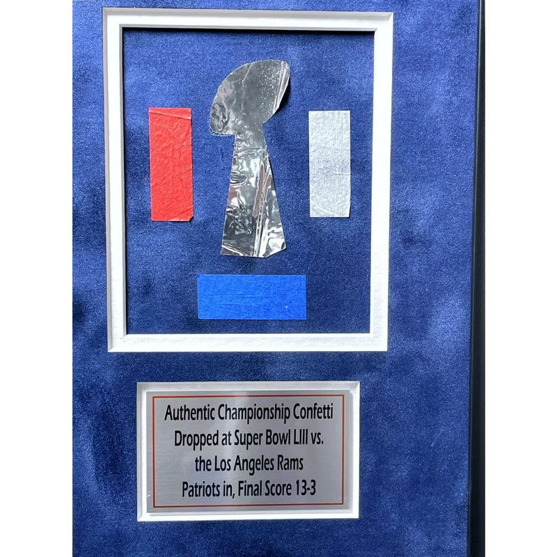 Tom Brady / Rob Gronkowski Signed New England Patriots 16x20 Photo Framed W/ Game Used Confetti COA