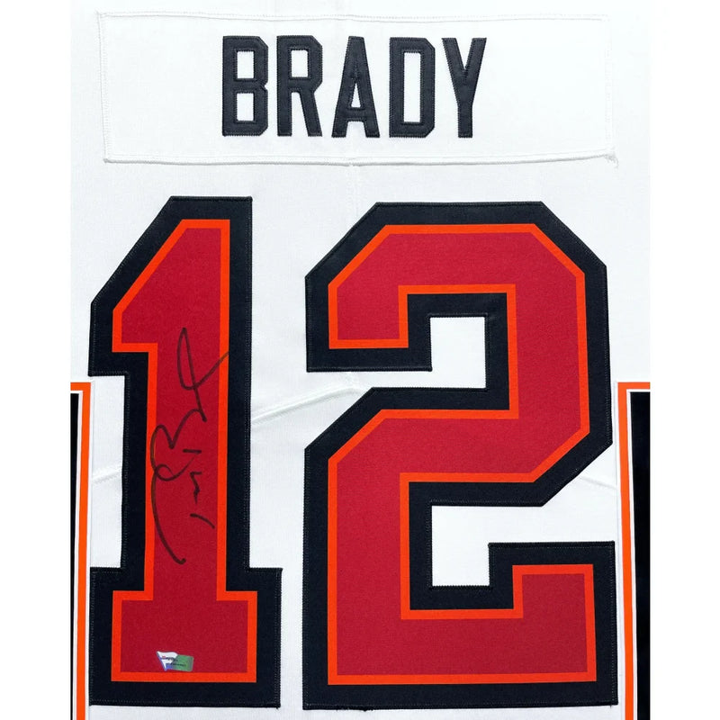 Tom Brady Signed Tampa Bay Buccaneers Framed White Jersey Fanatics Autograph 12