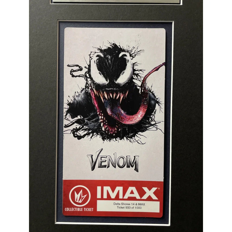 Tom Hardy Autographed "Venom" Authentic Movie Poster & Imax Ticket Framed JSA COA Signed
