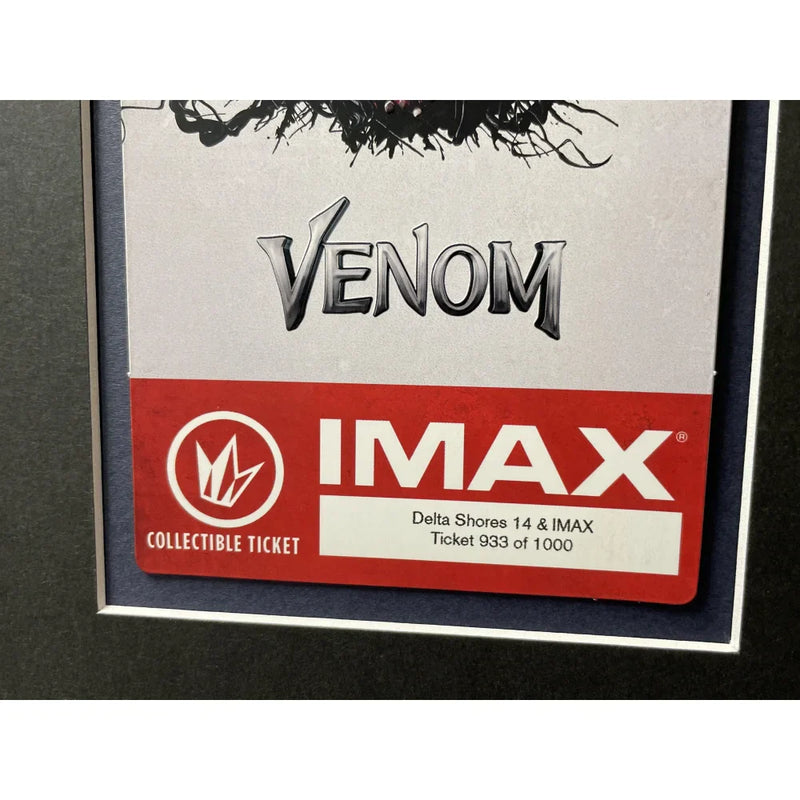 Tom Hardy Autographed "Venom" Authentic Movie Poster & Imax Ticket Framed JSA COA Signed