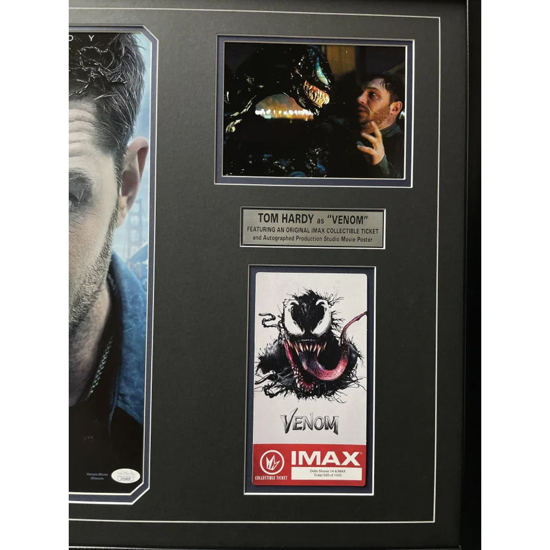 Tom Hardy Autographed "Venom" Authentic Movie Poster & Imax Ticket Framed JSA COA Signed