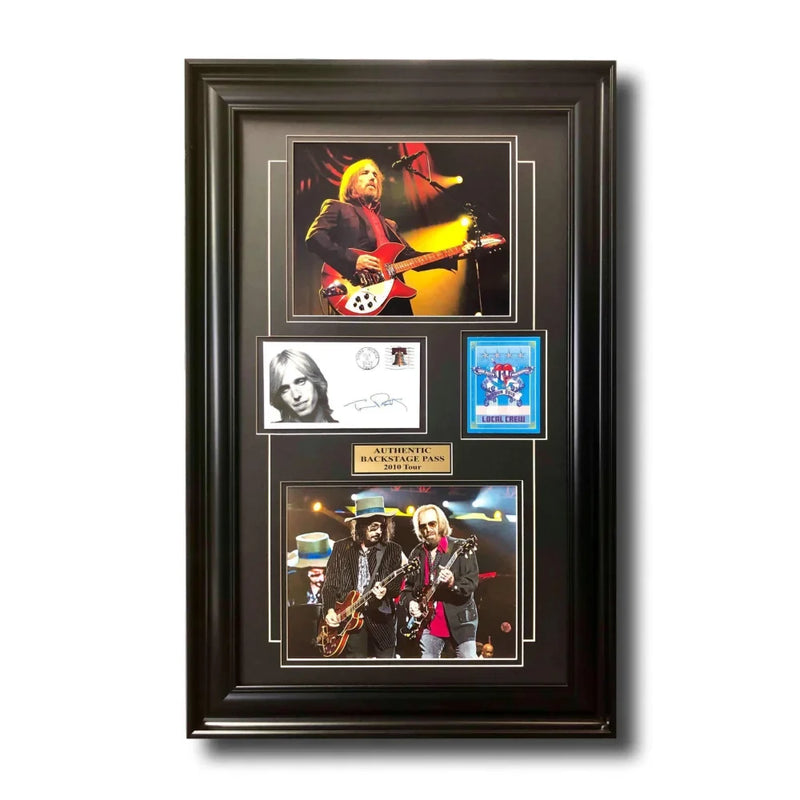 Tom Petty Framed World Tour Backstage Pass & Facs Signature Collage COA 16x26 Heartbreakers