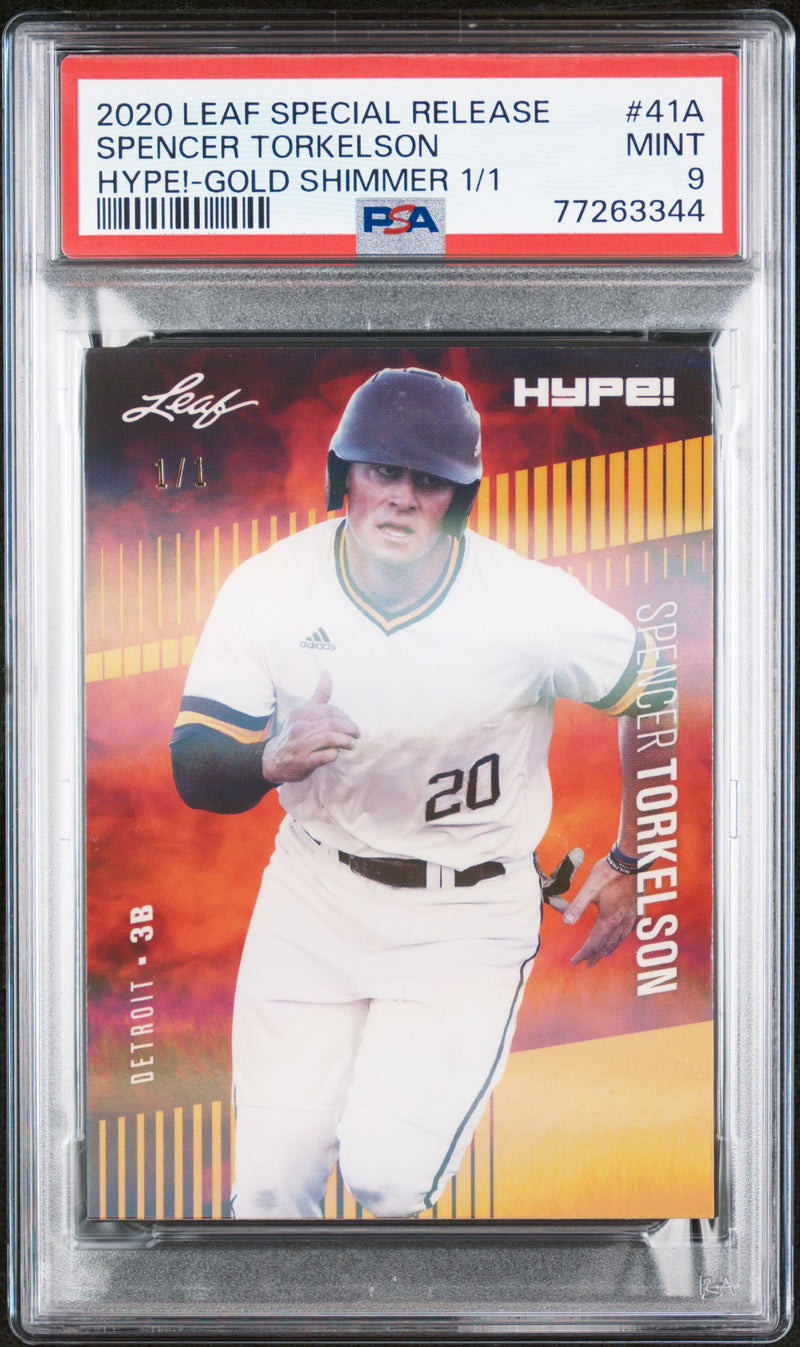 PSA 9 MINT Spencer Torkelson 2020 Leaf Hype #41A Rookie Card Gold Shimmer #1/1