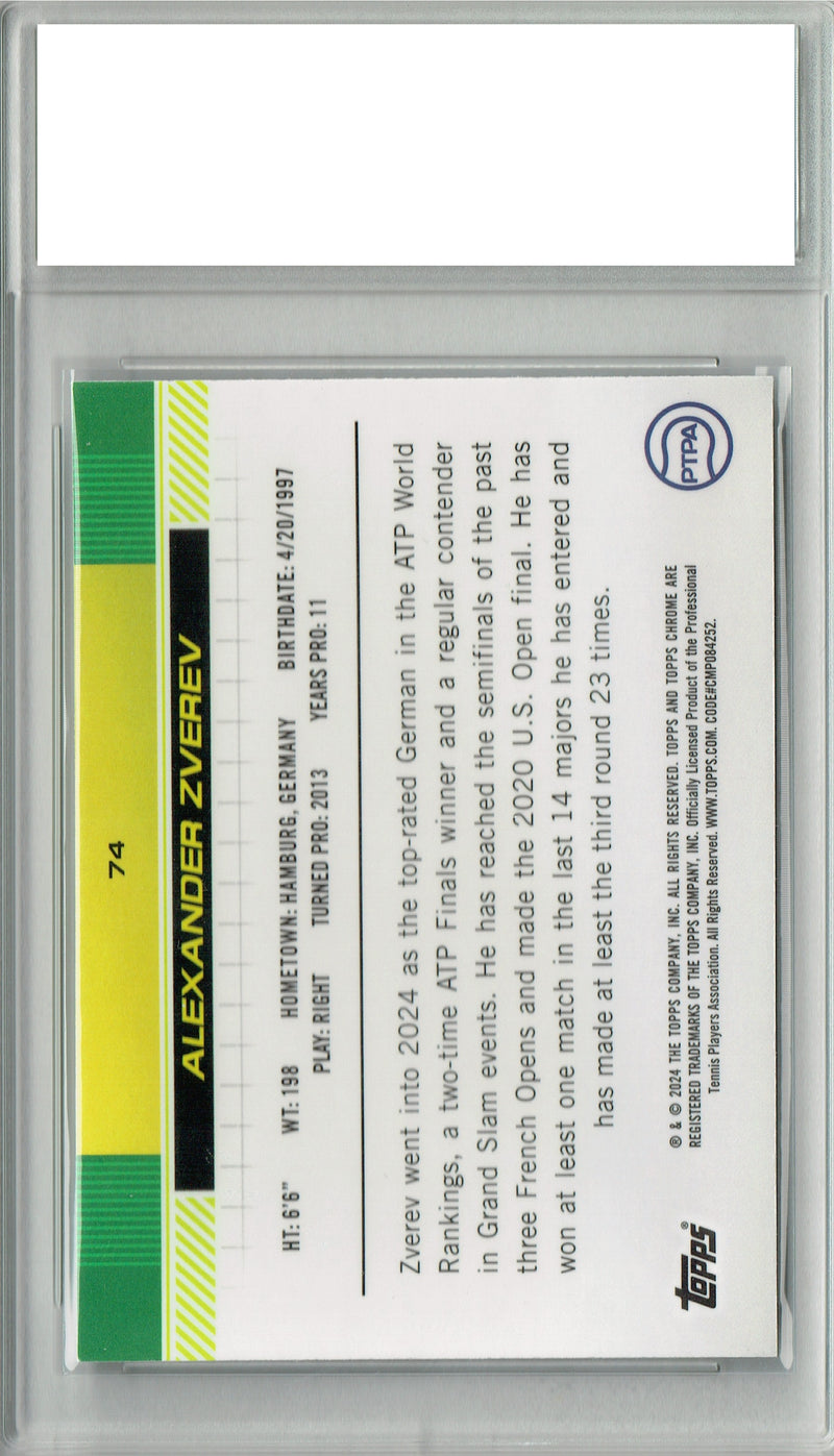 Certified Mint+ Alexander Zverev 2024 Chrome #74 Pro Tennis Rookie Card Russia