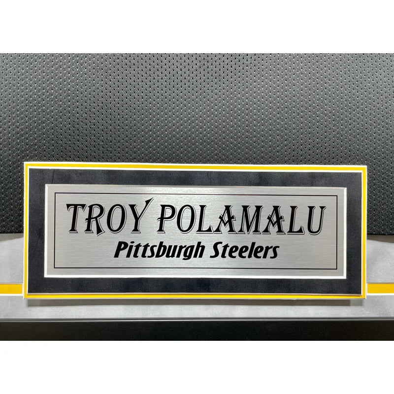 Troy Polamalu Autographed Pittsburgh Steelers Black Jersey Framed BAS Signed