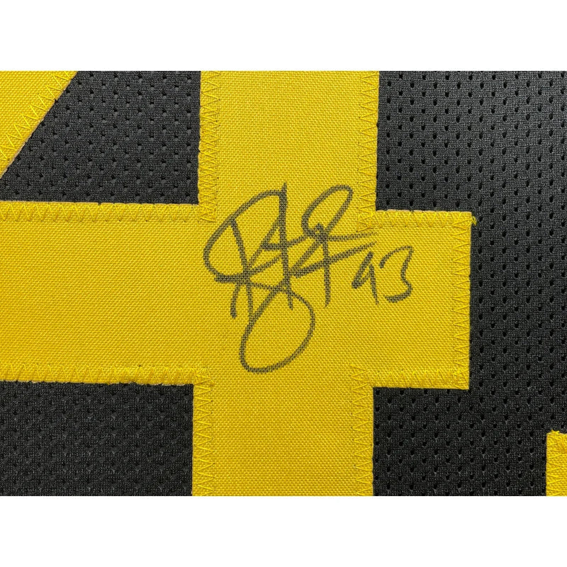 Troy Polamalu Autographed Pittsburgh Steelers Black Jersey Framed BAS Signed