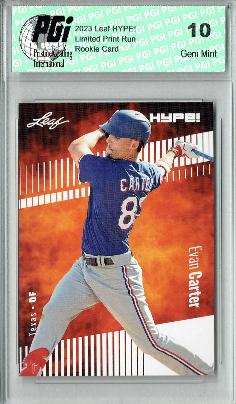 Evan Carter 2023 Leaf HYPE! #120 Only 5000 Made Texas Rangers Rookie Card PGI 10