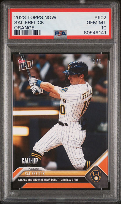 PSA 10 GEM-MT Sal Frelick 2023 Topps Now #602 Orange SP #3/5 Rookie Card
