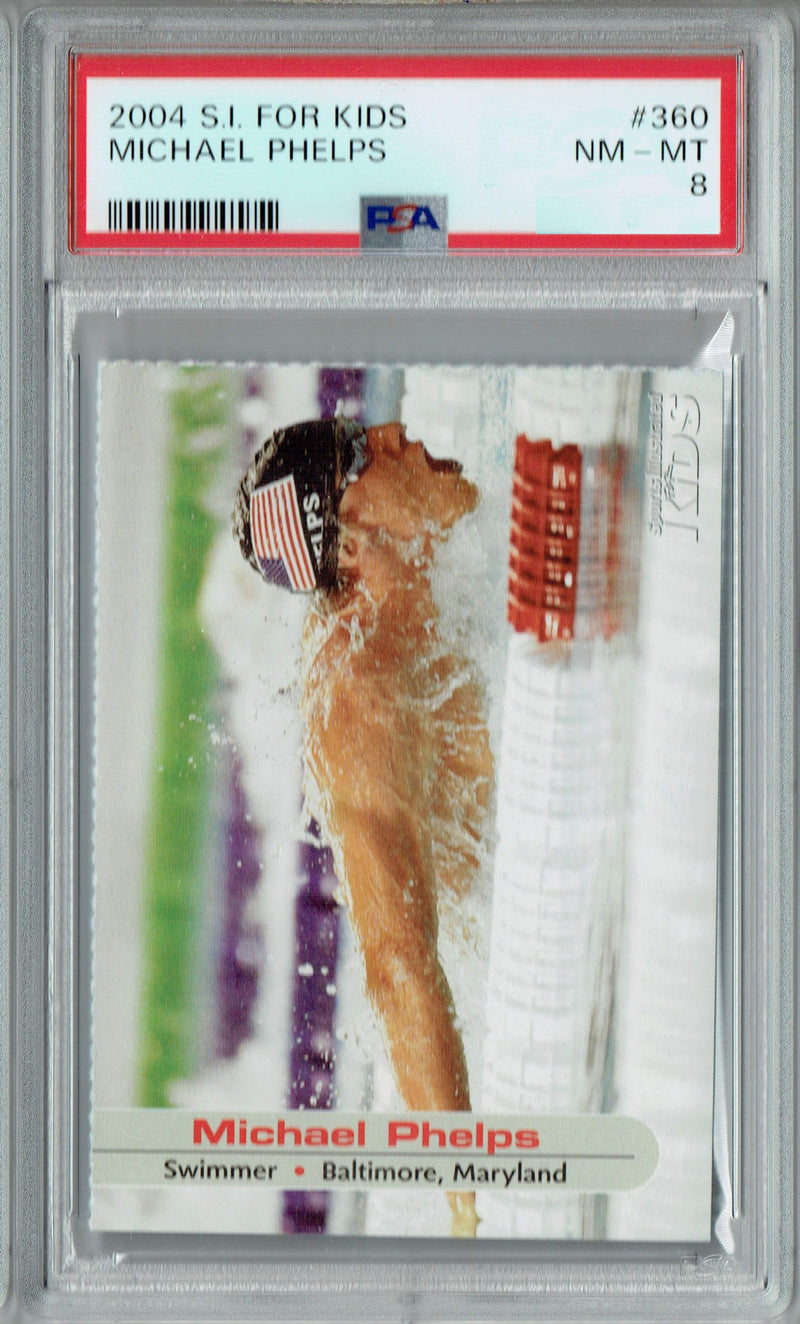 PSA 8 NM-MT Michael Phelps 2004 S.I for Kids #360 Rookie Card GOAT