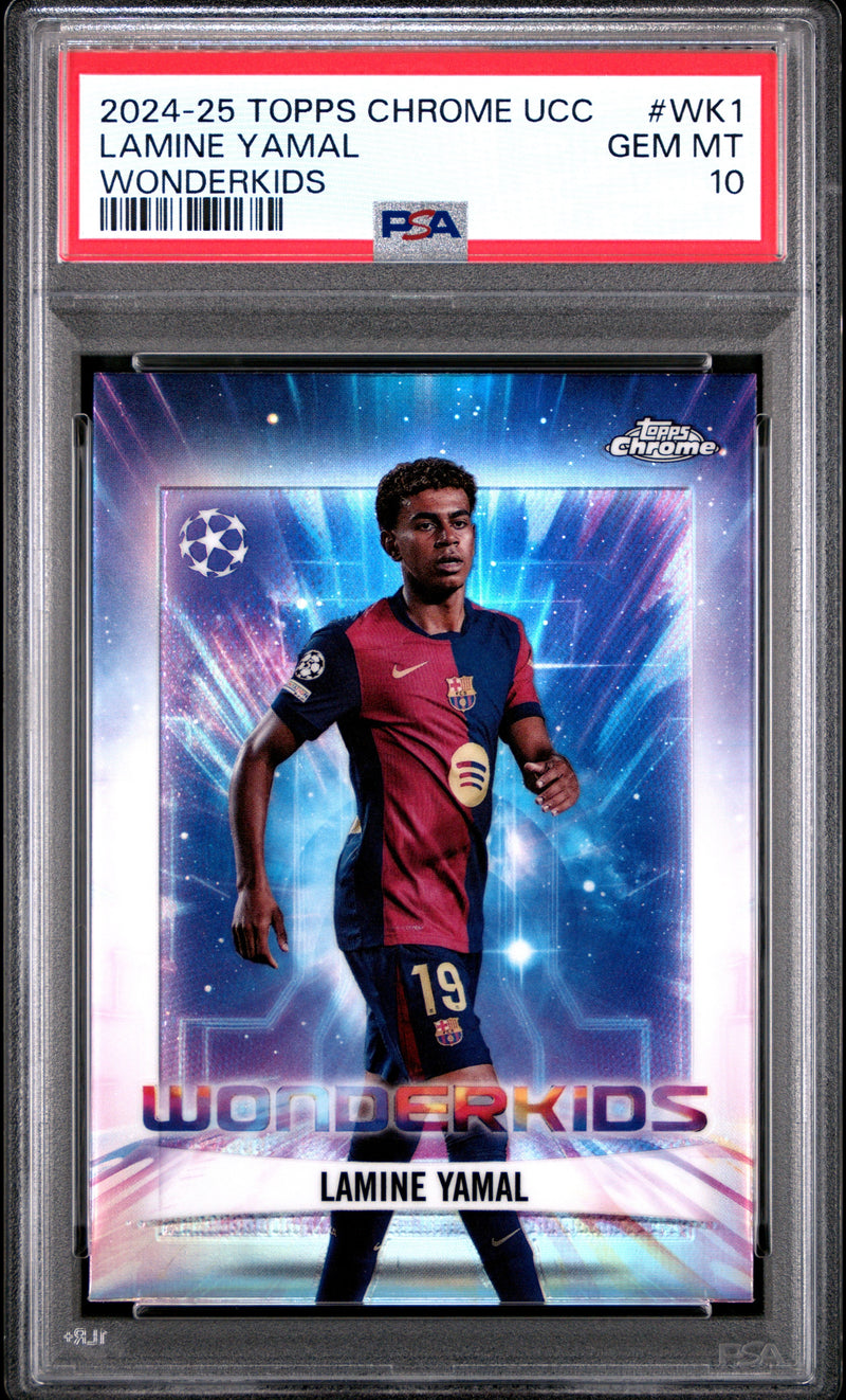 PSA 10 Lamine Yamal 2024-25 Topps Chrome #WK1 Wonderkids Rookie Card Barcelona
