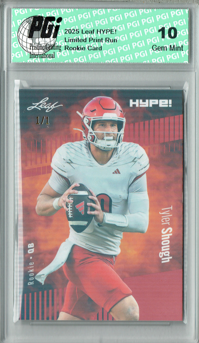 Tyler Shough Rookie Card New Orleans PGI 10 Football Trading Card 2025 Leaf HYPE! #188 Orange Shimmer 1/1