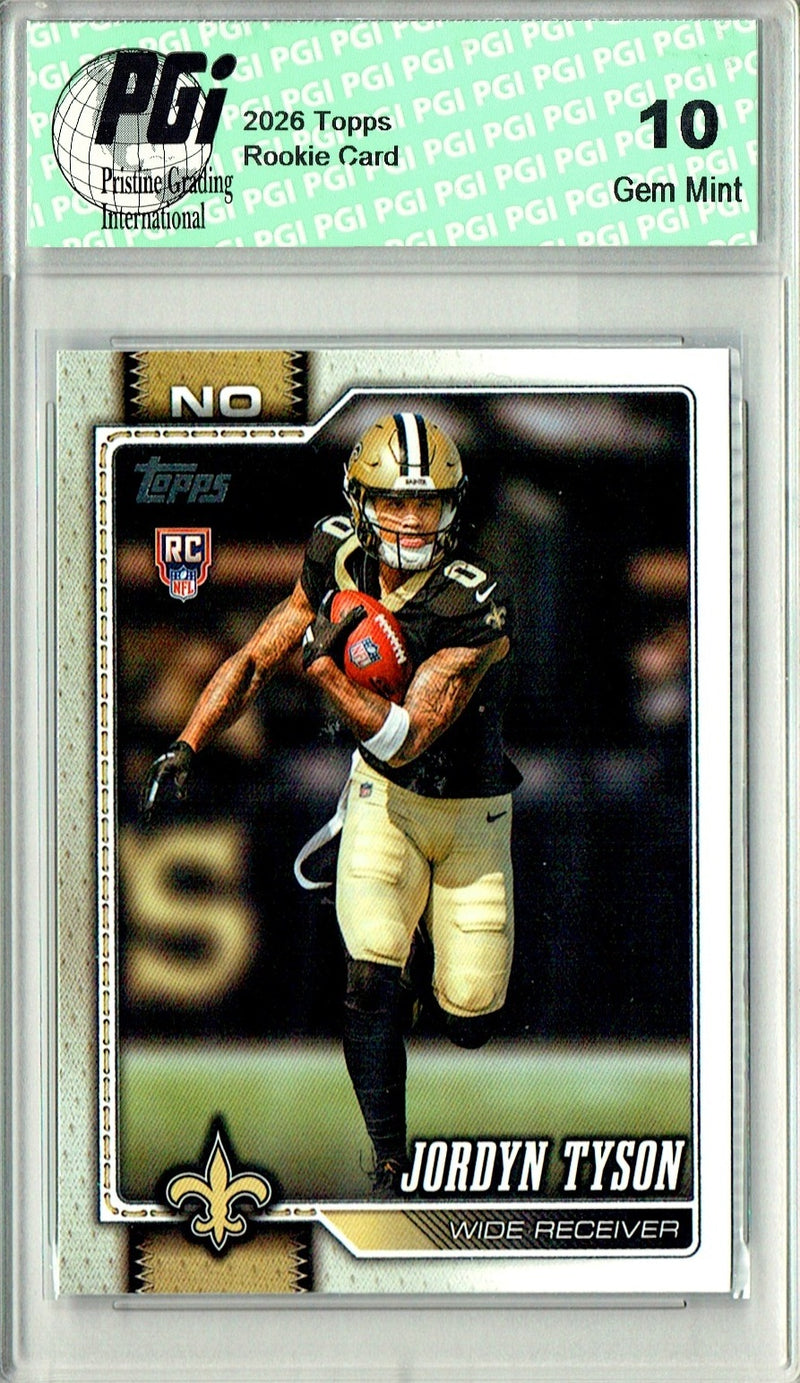 Jordyn Tyson Rookie Card 2026 Topps #320 Flagship, PGI 10, New Orleans Saints Football