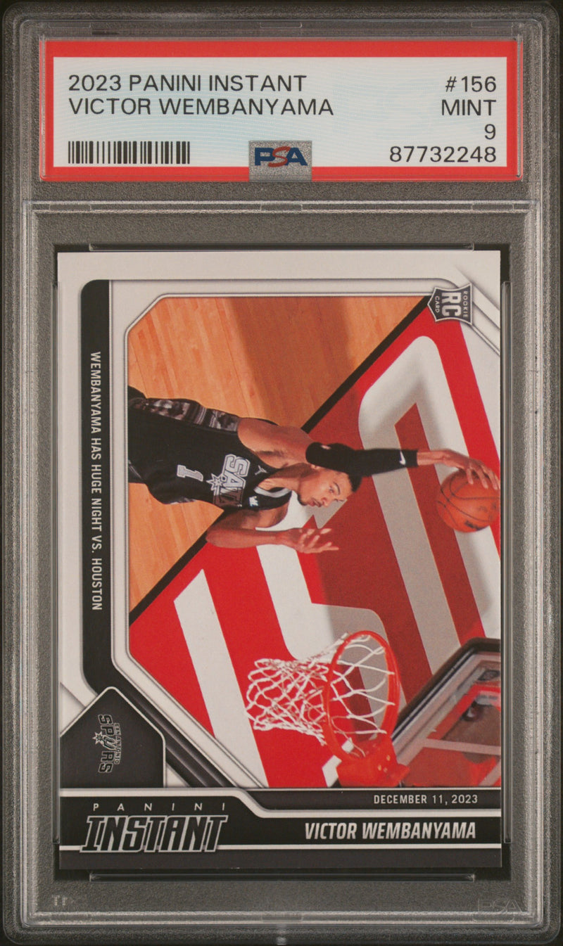 PSA 9 Victor Wembanyama 2023 Panini Instant #156 Huge Night Houston Rookie Card San Antonio Spurs