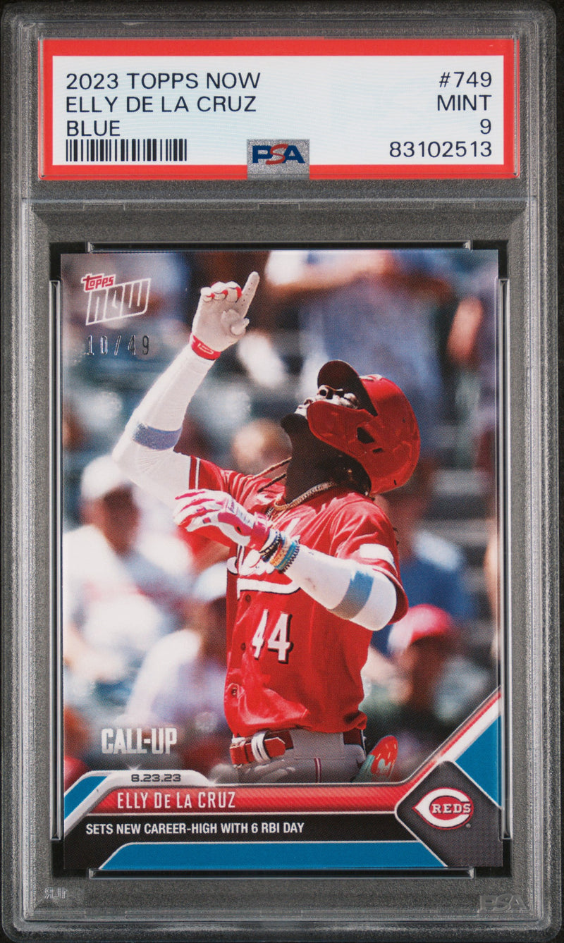Elly De La Cruz PSA 9 2023 Topps Now #749 Rookie Card Blue SP #10/49