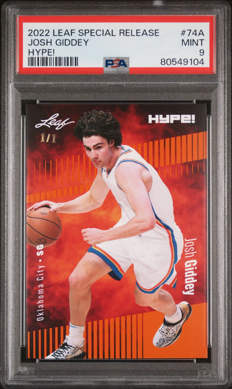 Josh Giddey PSA 9 2022 Leaf Hype! #74A Orange Masterpiece 1/1 Rookie Card Oklahoma City Thunder
