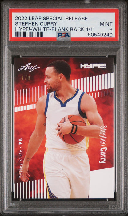 PSA 9 MINT Stephen Curry 2022 Leaf Hype! #92 White Blank Back 1/1 Rare Trading Card