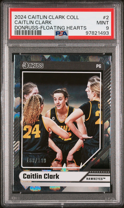 PSA 9 2024 Panini Caitlin Clark Collection #2 Hearts #163/1999 Rookie Card