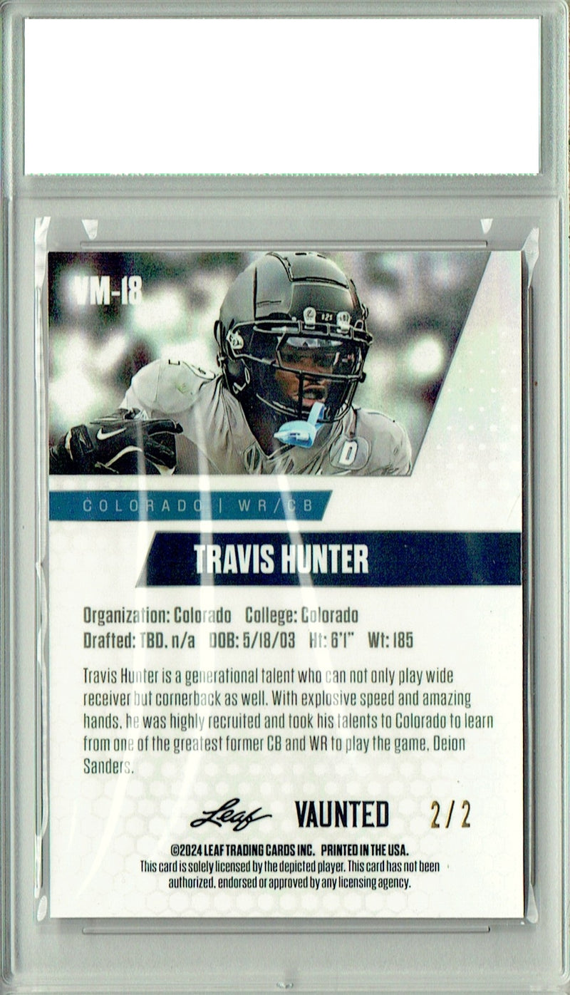 Travis Hunter Rookie Card Jacksonville Football Trading Card 2024 Leaf Vaunted Metal #VM-18 Red Only 2 Made  Certified Mint+