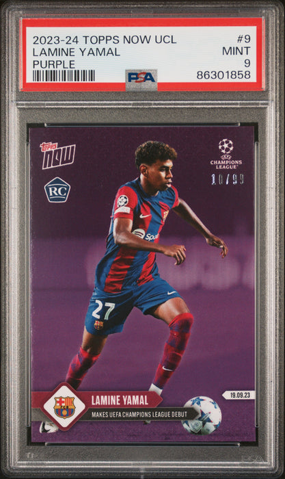 PSA 9 Lamine Yamal 2023 Topps Now #9 Purple SP #10/99 Barcelona Rookie Card