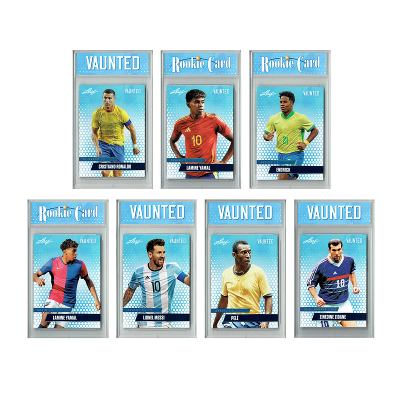 LOADED! All Vaunted Soccer Collector's Box: 4 Certified Mint+ Special Edition Cards - Only 5000 Made - Lamine Yamal, Lionel Messi, Pele, Cristiano Ronaldo, Endrick and more