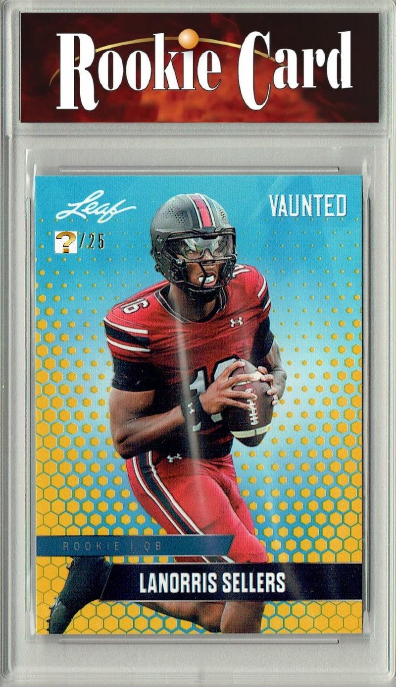LaNorris Sellers Rookie Card South Carolina Football Trading Card 2025 Leaf Vaunted #V-11 Gold 25 Made  Certified Mint+