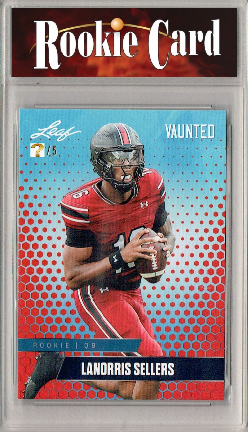 LaNorris Sellers Rookie Card South Carolina Football Trading Card 2025 Leaf Vaunted #V-11 Red 5 Made  Certified Mint+