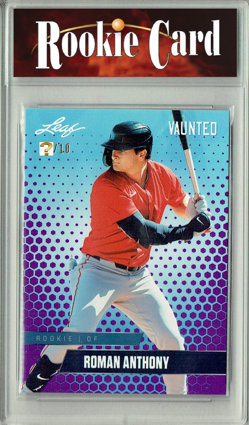 Certified Mint+ Roman Anthony 2024 Leaf Vaunted #V-25 Purple 10 Made Rookie Card Boston Red Sox