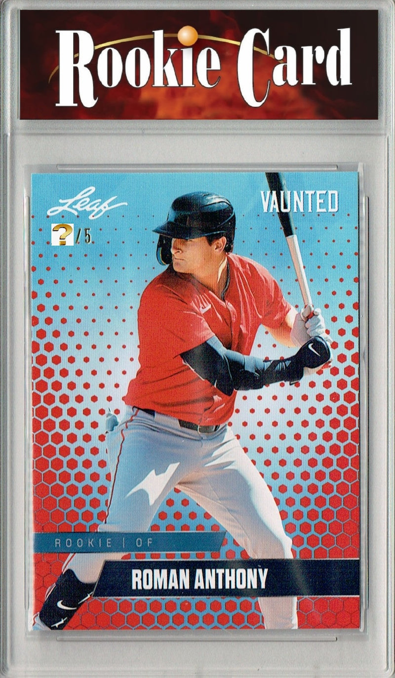 Certified Mint+ Roman Anthony 2024 Leaf Vaunted #V-25 Red 5 Made Rookie Card Boston Red Sox