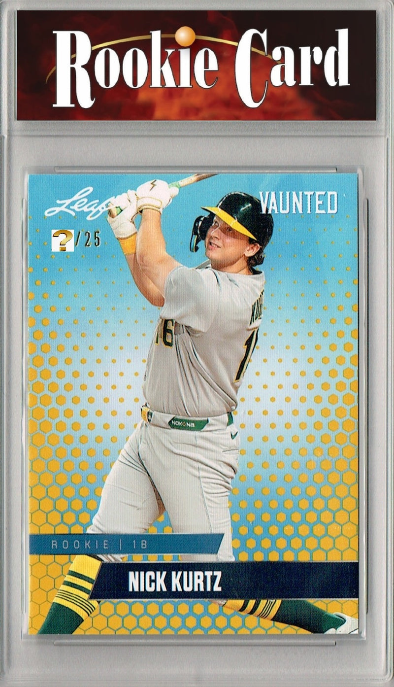 Certified Mint+ Nick Kurtz 2024 Leaf Vaunted #V-24 Gold 25 Made Rookie Card Oakland Athletics