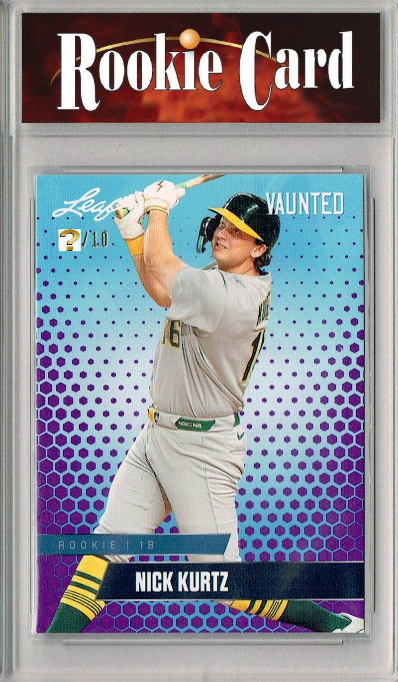 Certified Mint+ Nick Kurtz 2024 Leaf Vaunted #V-24 Purple 10 Made Rookie Card Oakland Athletics