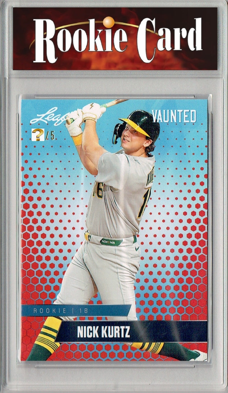 Certified Mint+ Nick Kurtz 2024 Leaf Vaunted #V-24 Red 5 Made Rookie Card Oakland Athletics