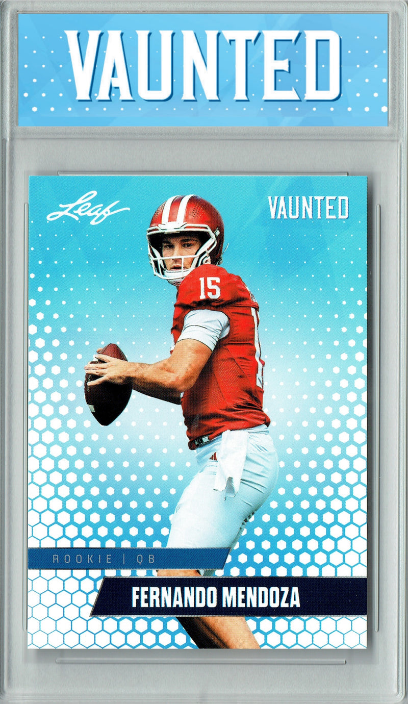 Fernando Mendoza Rookie Card Indiana / Las Vegas Football Trading Card 2025 Leaf Vaunted #V-07 Only 5k Made  Certified Mint+