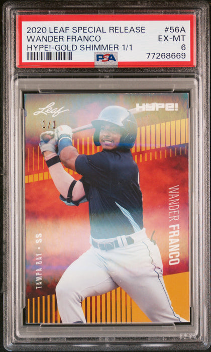 Wander Franco 2020 Leaf HYPE! #56A Rookie Card Gold Shimmer 1/1 PSA EX-MT 6 (Excellent-Mint)