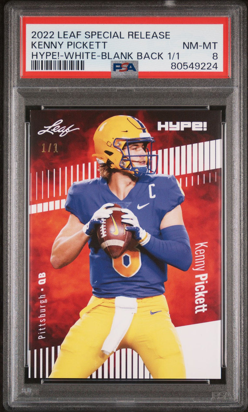 PSA 8 Kenny Pickett 2022 Leaf Hype! #79A White Blank Back 1/1 Rookie Card