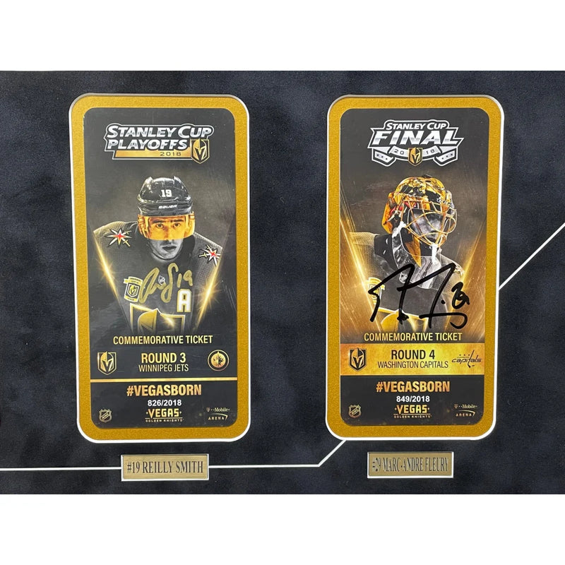 Vegas Golden Knights 1st Season Stanley Cup Signed Tickets Framed Fleury Karlsson Marchessault Smith