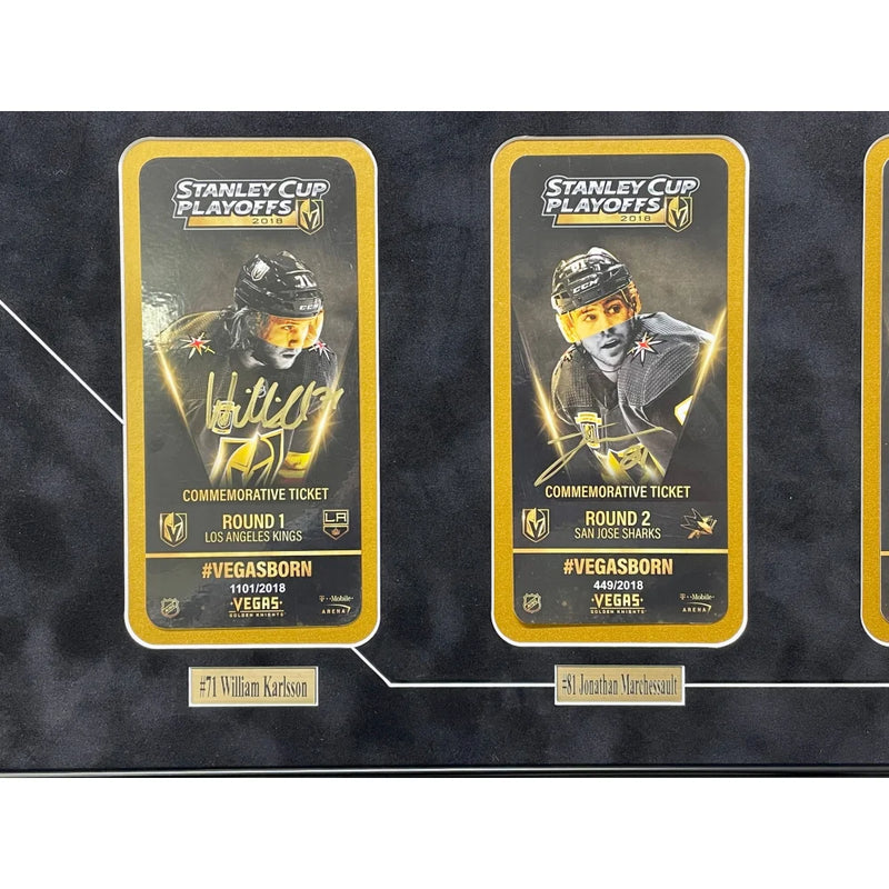Vegas Golden Knights 1st Season Stanley Cup Signed Tickets Framed Fleury Karlsson Marchessault Smith