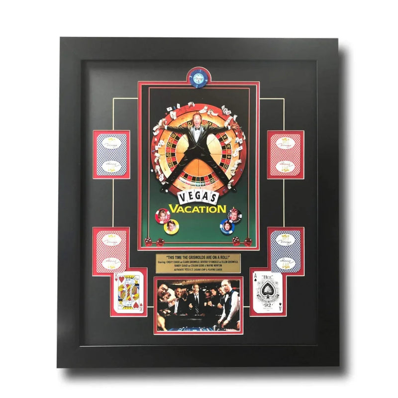 "Vegas Vacation" Movie Poster Collage W/ Authentic Playing Cards & Poker Chip Framed Photo Chevy