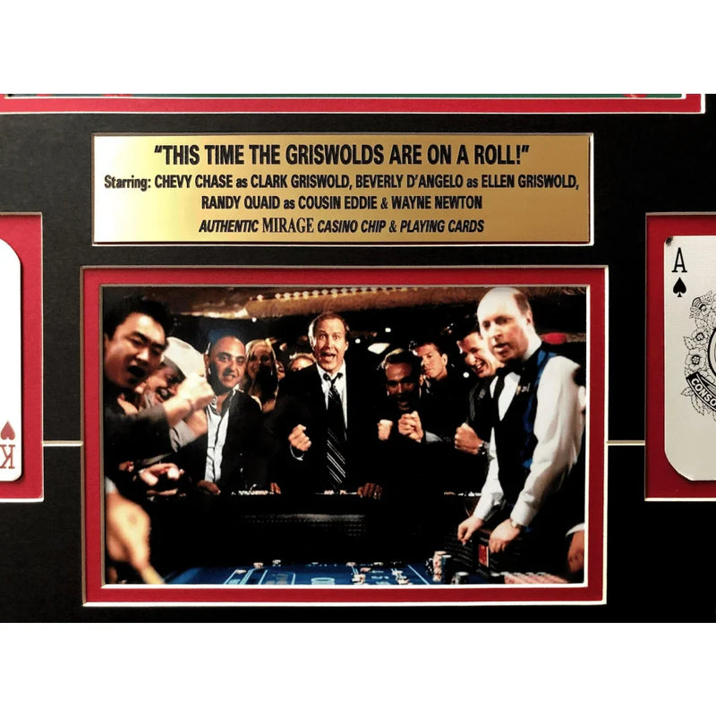 "Vegas Vacation" Movie Poster Collage W/ Authentic Playing Cards & Poker Chip Framed Photo Chevy