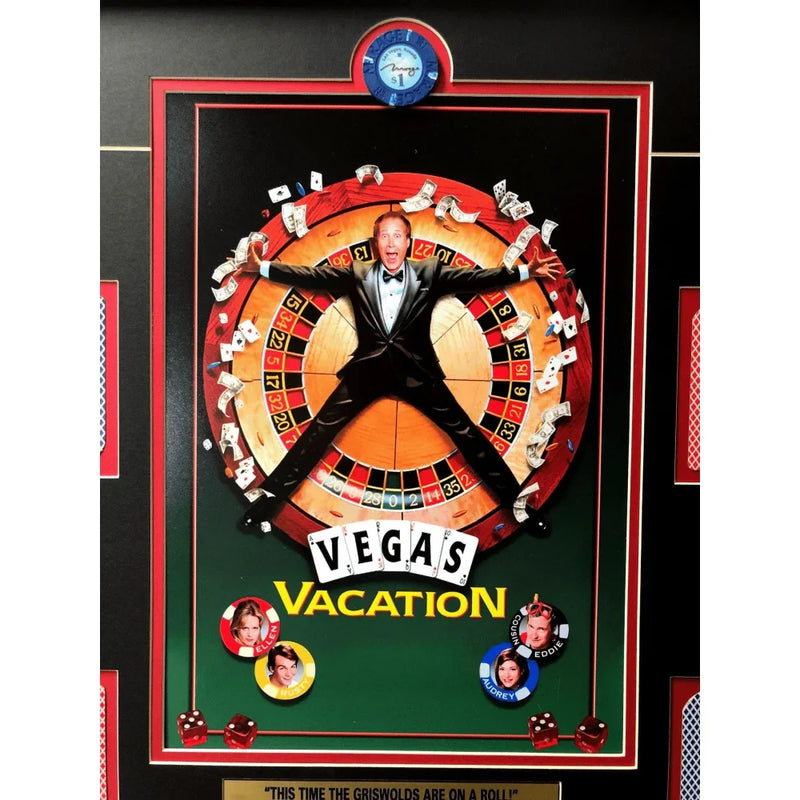 "Vegas Vacation" Movie Poster Collage W/ Authentic Playing Cards & Poker Chip Framed Photo Chevy