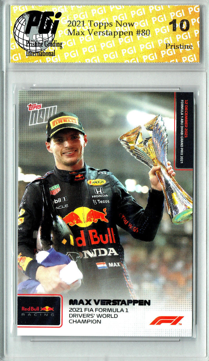 Max Verstappen 2021 Topps Now #80 PRISTINE Rare Trading Card PGI 10