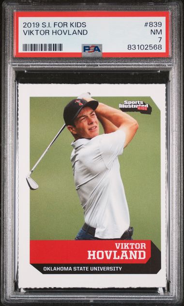 PSA 7 NM Viktor Hovland 2019 S.I. for Kids #839 Rookie Card PGA Tour