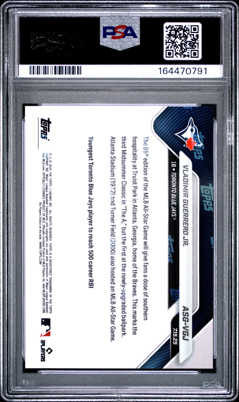 Vladimir Guerrero Jr. Trading Card 2025 Topps Now #ASG-VGJ Platinum Member, PSA 10, Toronto Blue Jays Baseball