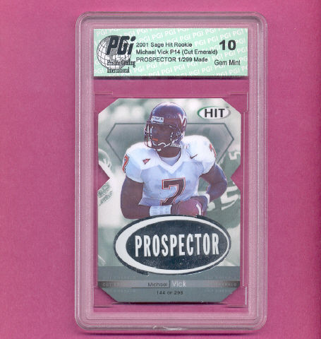 Michael Vick Sage Cut Emerald Rookie Card PGI 10 1/299