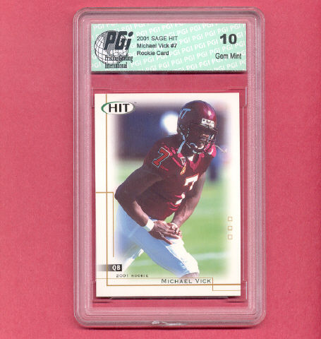 2001 Michael Vick SAGE HIT Rookie Card FALCONS PGI 10
