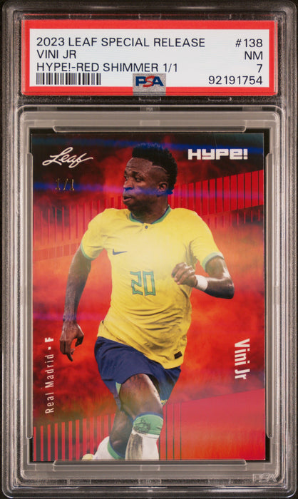 PSA 7 Vini Jr. 2023 Leaf Hype! #138 Red Shimmer 1/1 Rare Trading Card